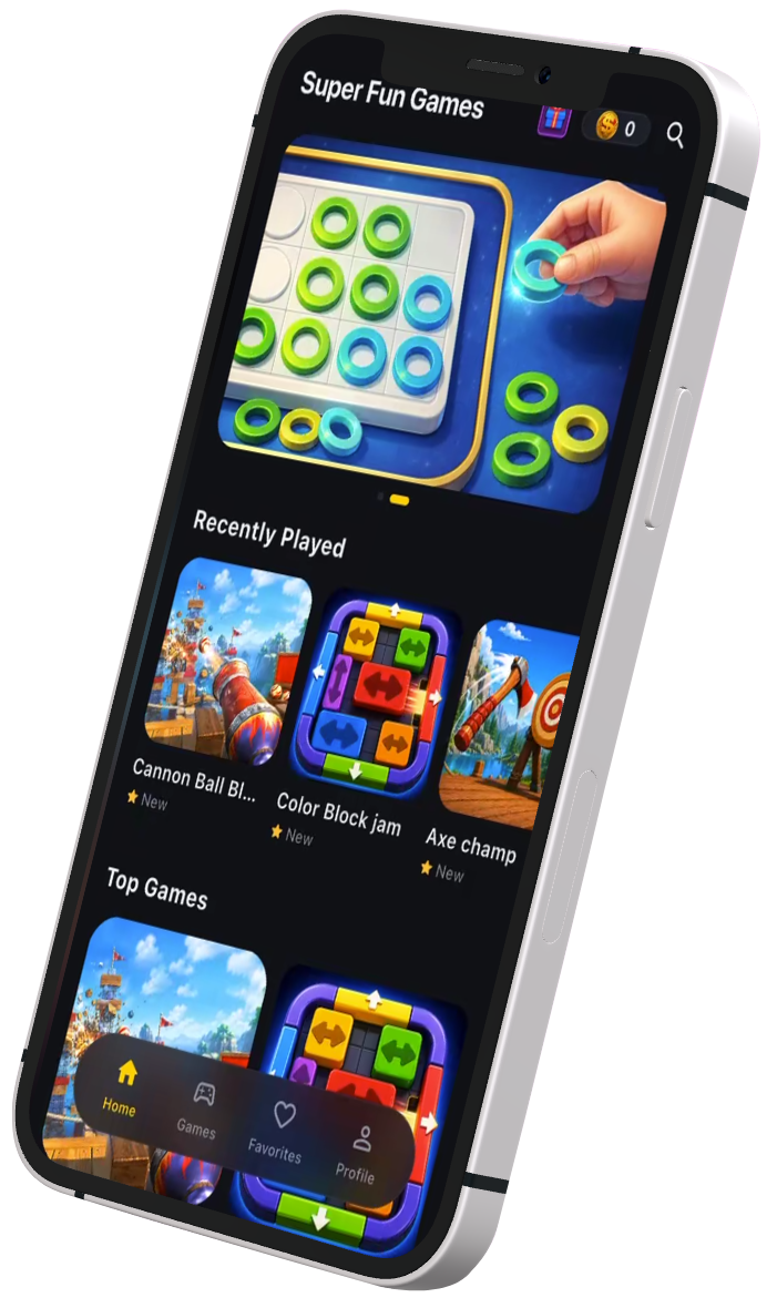 Super Fun Games app on a phone
